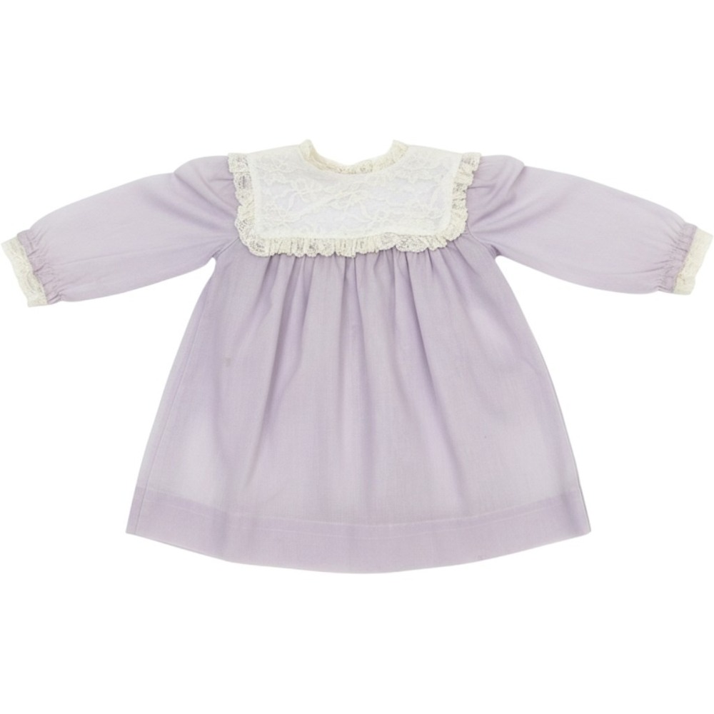 Miss Quality Vintage Prairie Dress Girls 3T Lavender Lace Bib Victorian USA